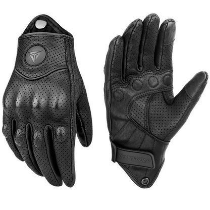 Motorcycle Leather Cycling Gloves for Men and Women with Carbon Protection